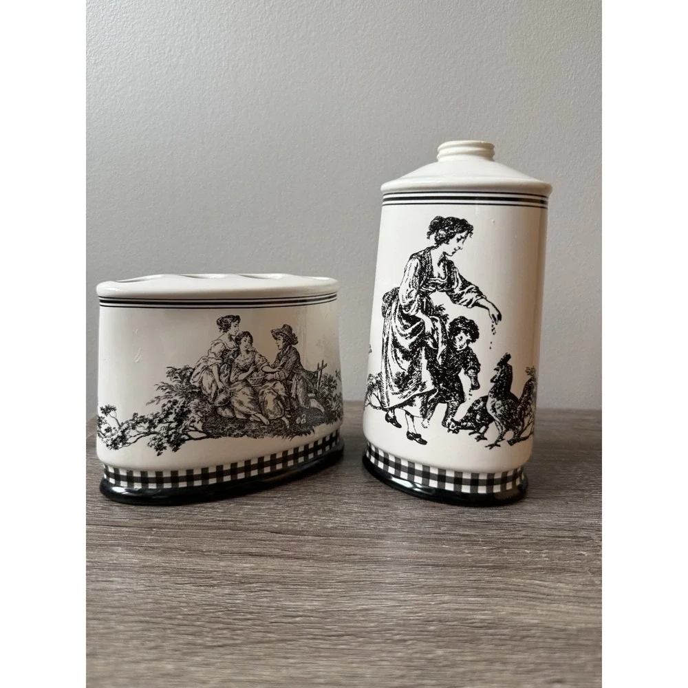 Waverly Country Life Toile Ceramic Classic French Country Bathroom Old Money